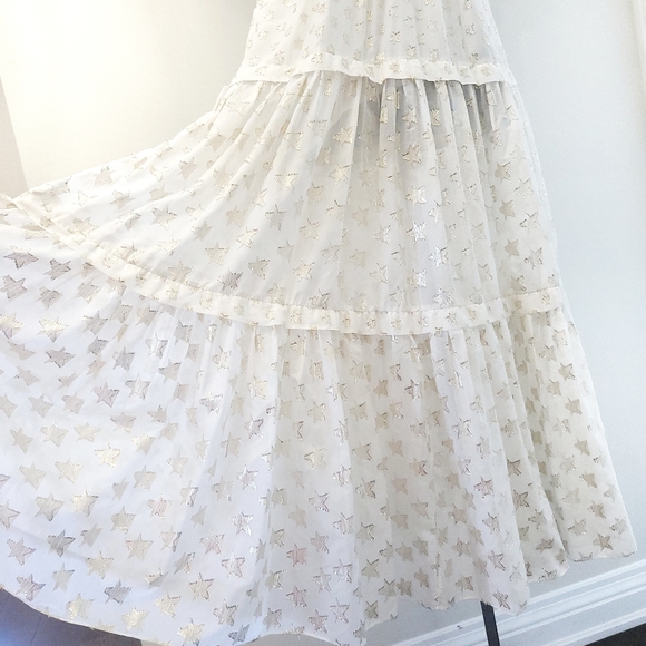 NWOT RARE White Temperley London Metallic Star Jacquard Silk Tiered Maxi Dress - Picture 9 of 16
